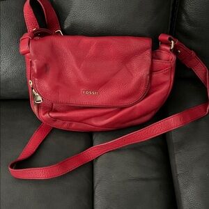 Fossil Cherry Red Crossbody Bag